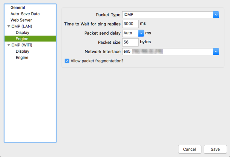 A screenshot of PingPlotter preferences