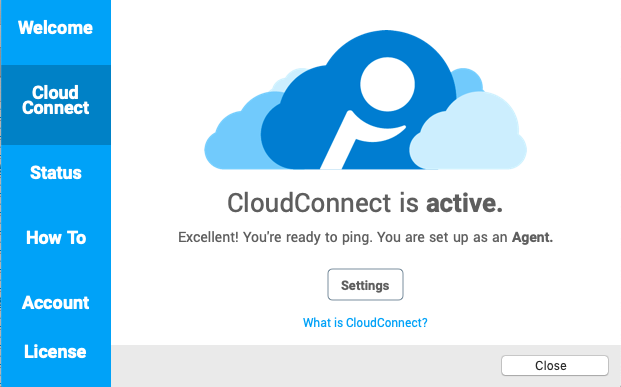 Cloud Agent active screen
