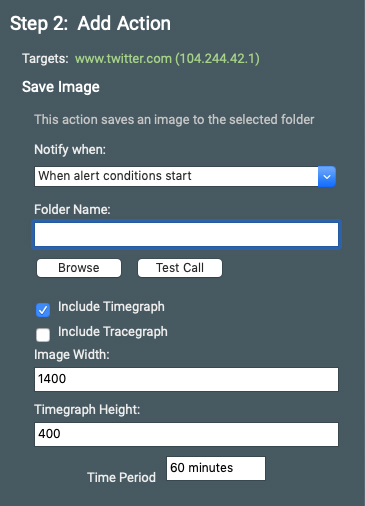 A screenshot of the Save an Image alert action.