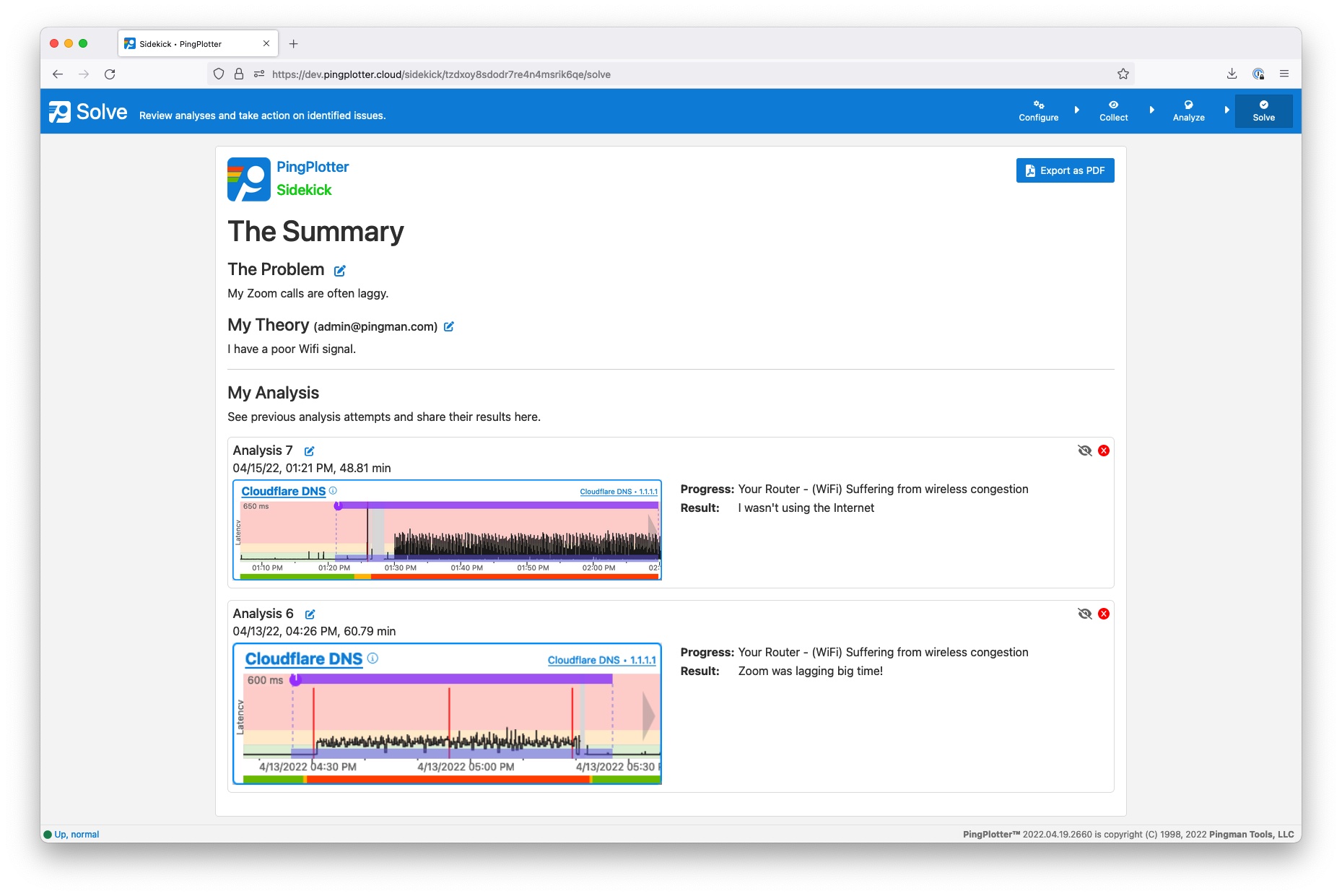 The Solve page is where all of your hard work is recorded.