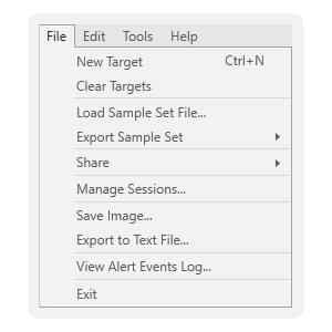 A screenshot of the PingPlotter file menu